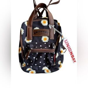 NWT UNIONBAY Mini Backpack Black Daisy Polka Dot Y2K Deadstock